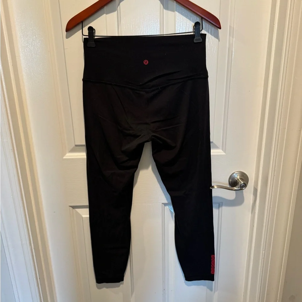 Lululemon Align Black Member Leggings with Red Accents Size 8 - Picture 6 of 13